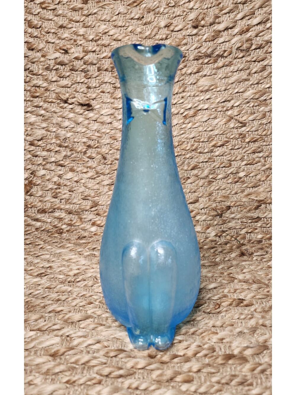 Unique Blue Murano Textured Glass Dog Serving Pitcher Vase 10.5"